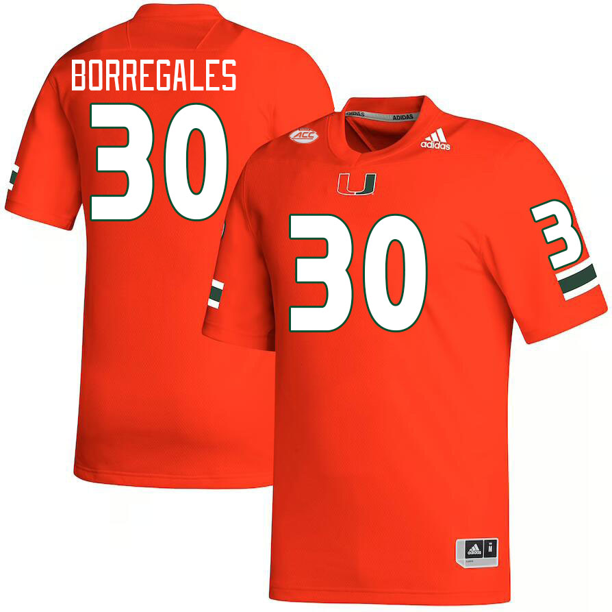 Men #30 Andres Borregales Miami Hurricanes College Football Jerseys Stitched-Orange